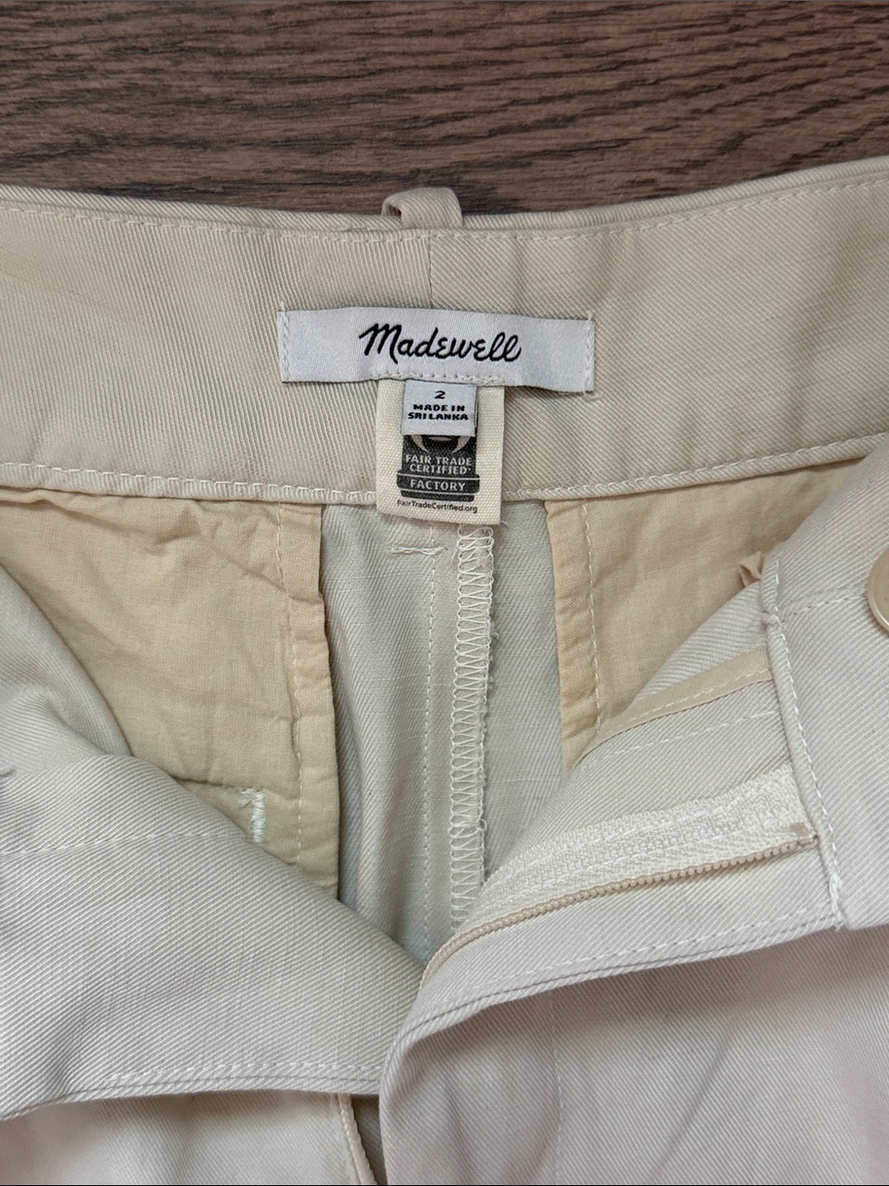 Madewell Pleated Wide Leg Trousers Cream High Rise Dress Pants Womens 2 - Picture 2 of 3